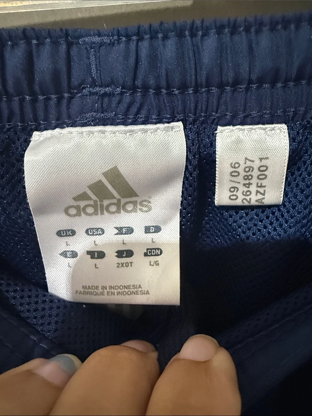 Y2K Adidas Men’s Large Navy Aqua 3 Stripe Track Pants AZF001 Ankle Zip